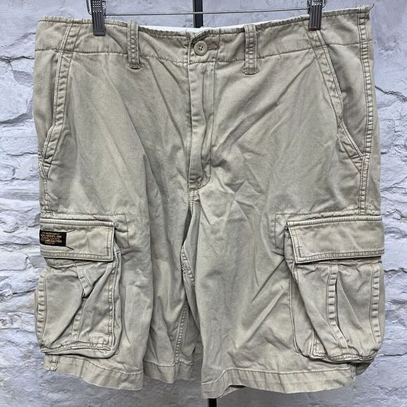 Vintage Polo Jeans Ralph Lauren Military Surplus Khaki Cargo Shorts Men’s Sz 35 - Picture 1 of 7